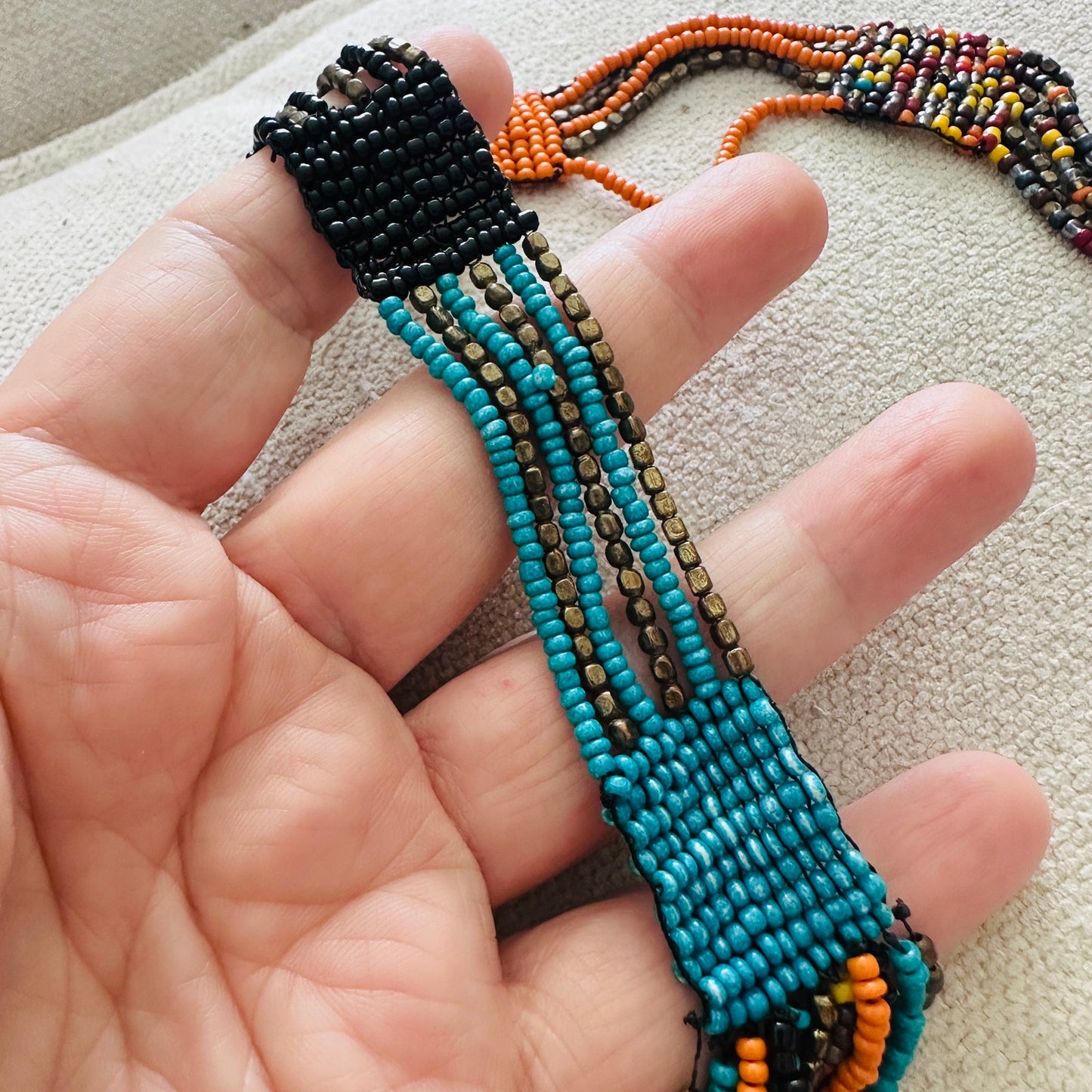 Boho Multicolor Layered Seed Bead Statement Necklace