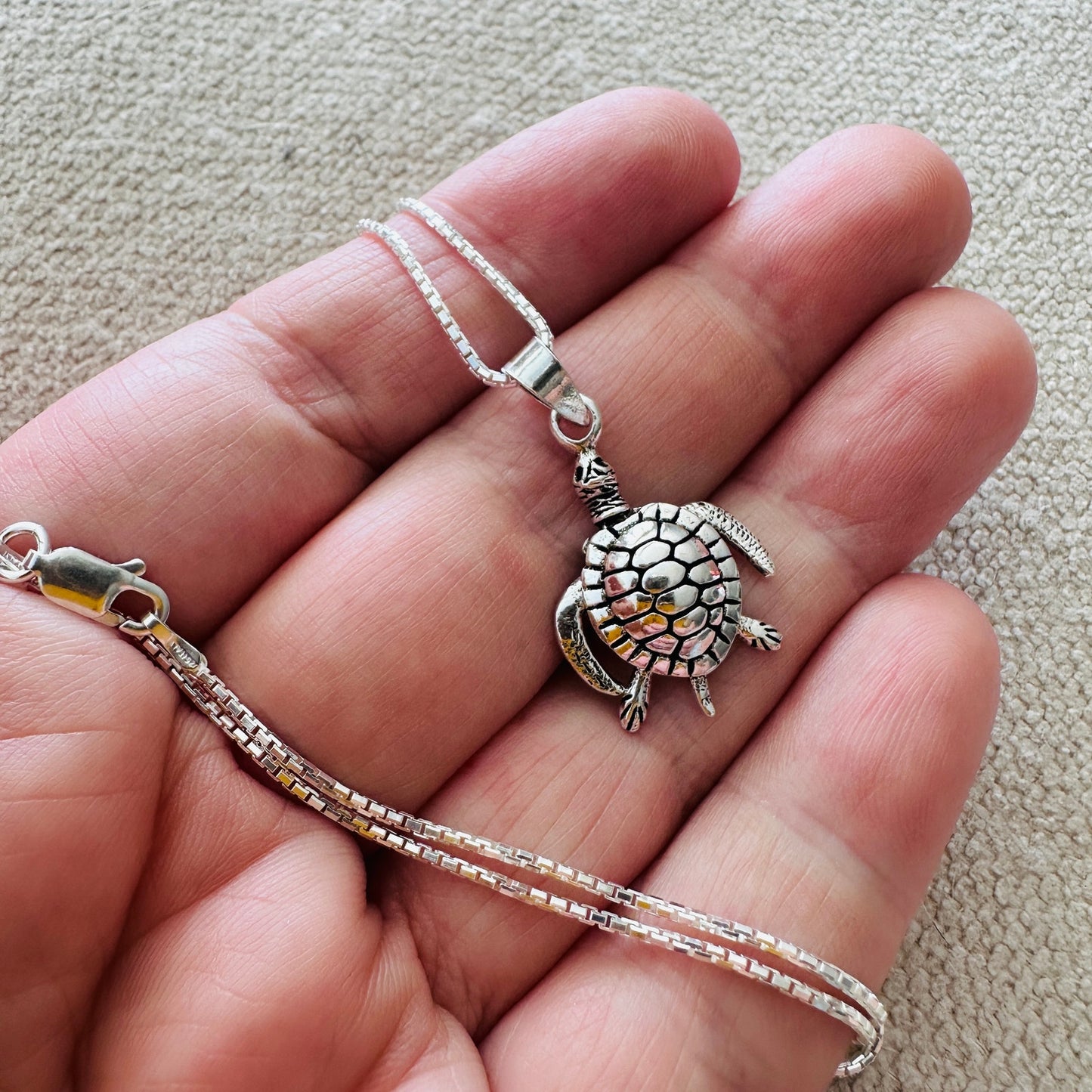 Sterling Silver  Turtle Necklace With Moving Limbs