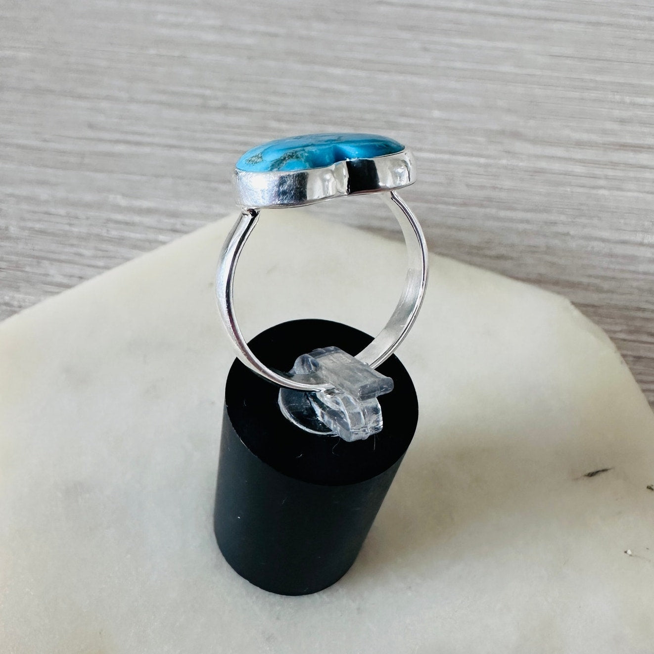 Heart Composite Mohave Blue Turquoise Sterling Silver Ring