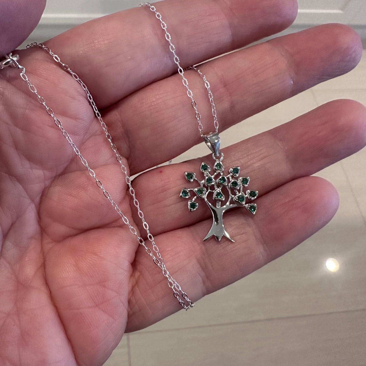 Tree of Life Sterling Silver CZ Necklace