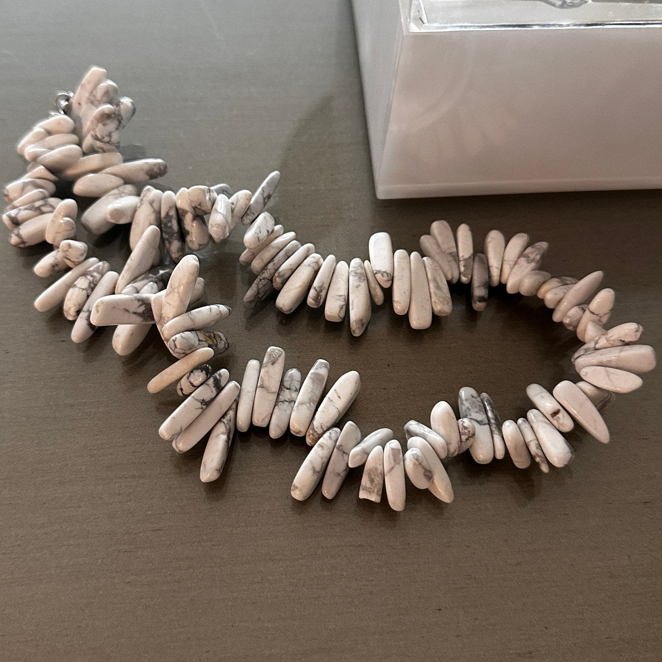 Natural Howlite Gemstone Spike Necklace