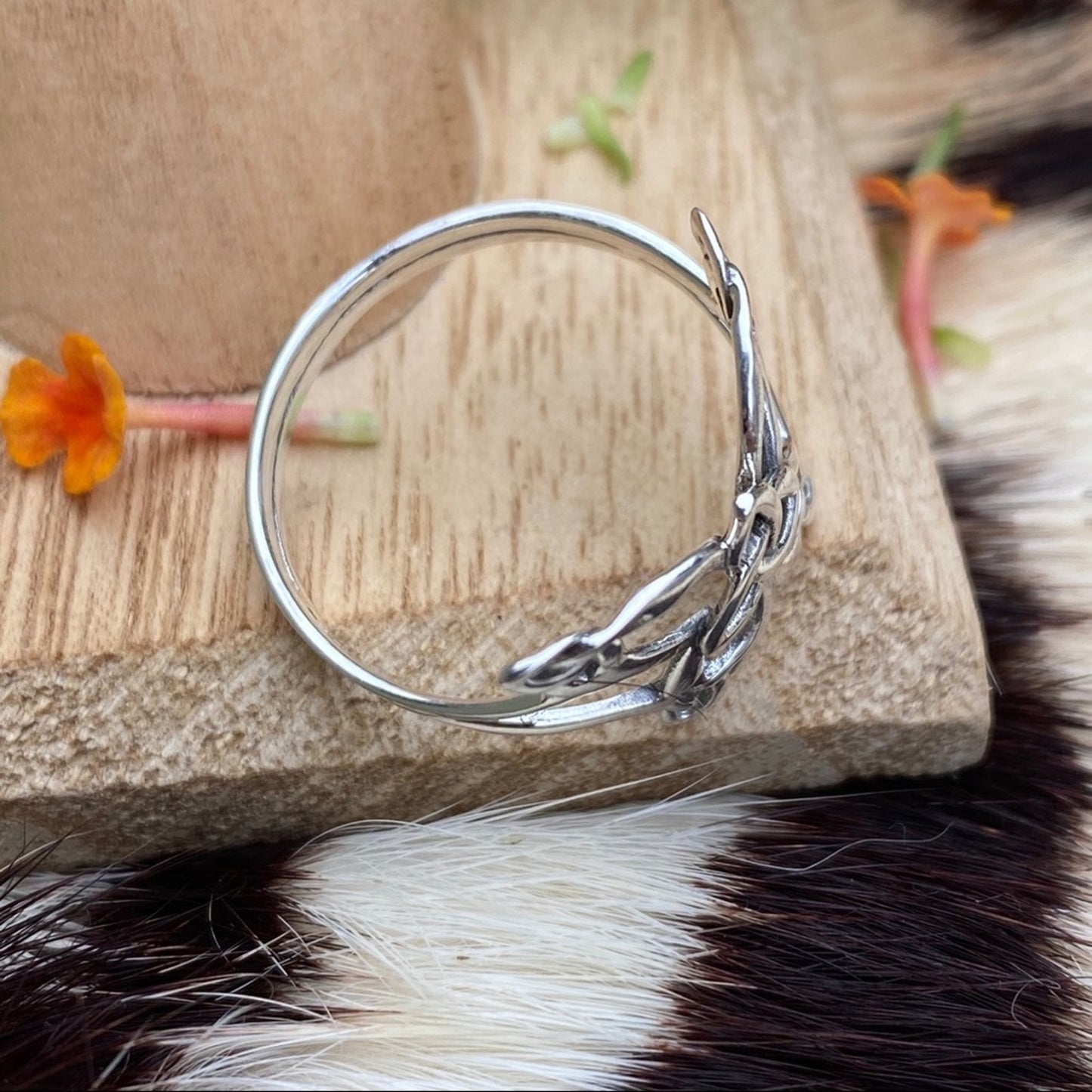 925 Sterling Silver Celtic Trinity Knot Butterfly Ring