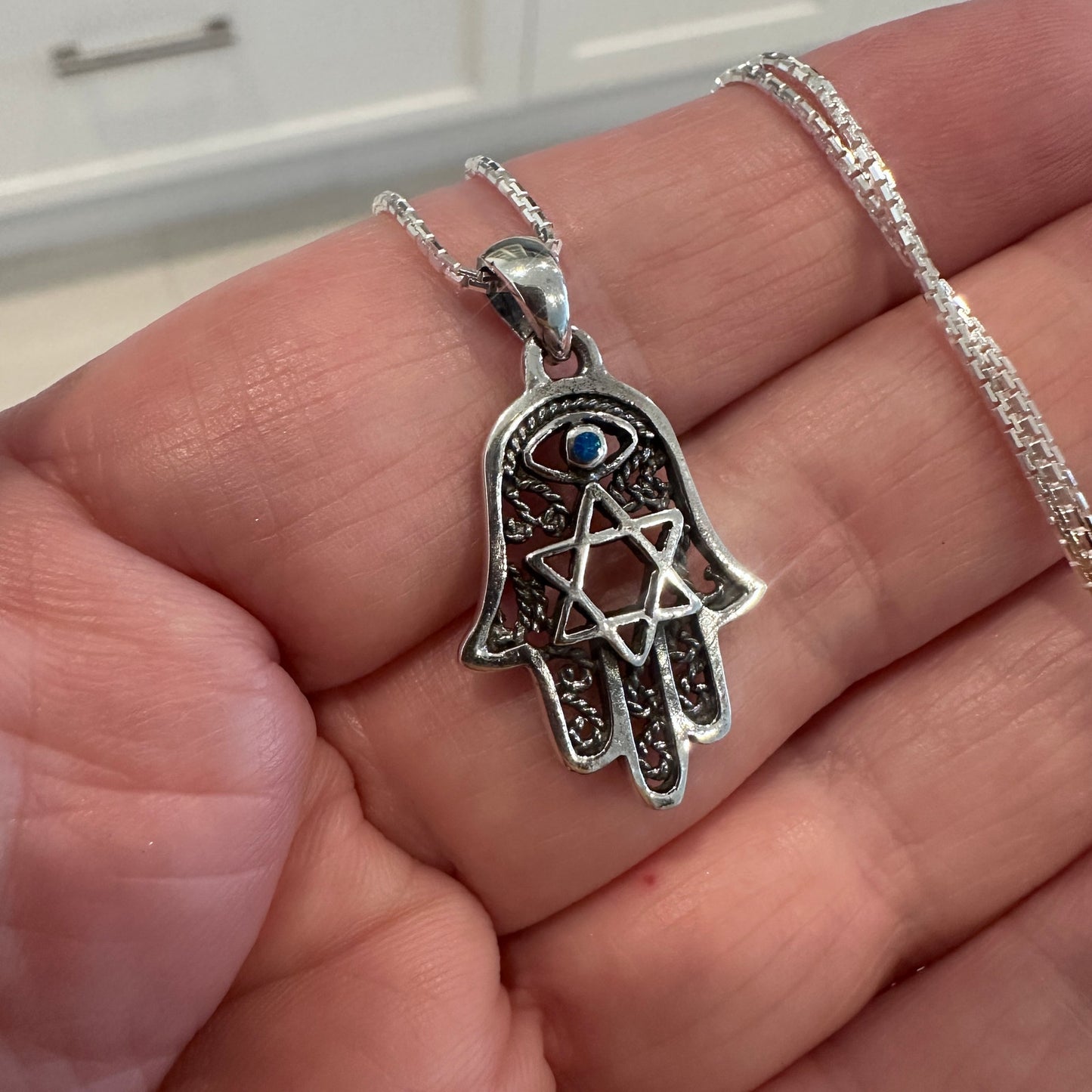 Hamsa ,Star of David , Evil Eye & Turquoise Necklace
