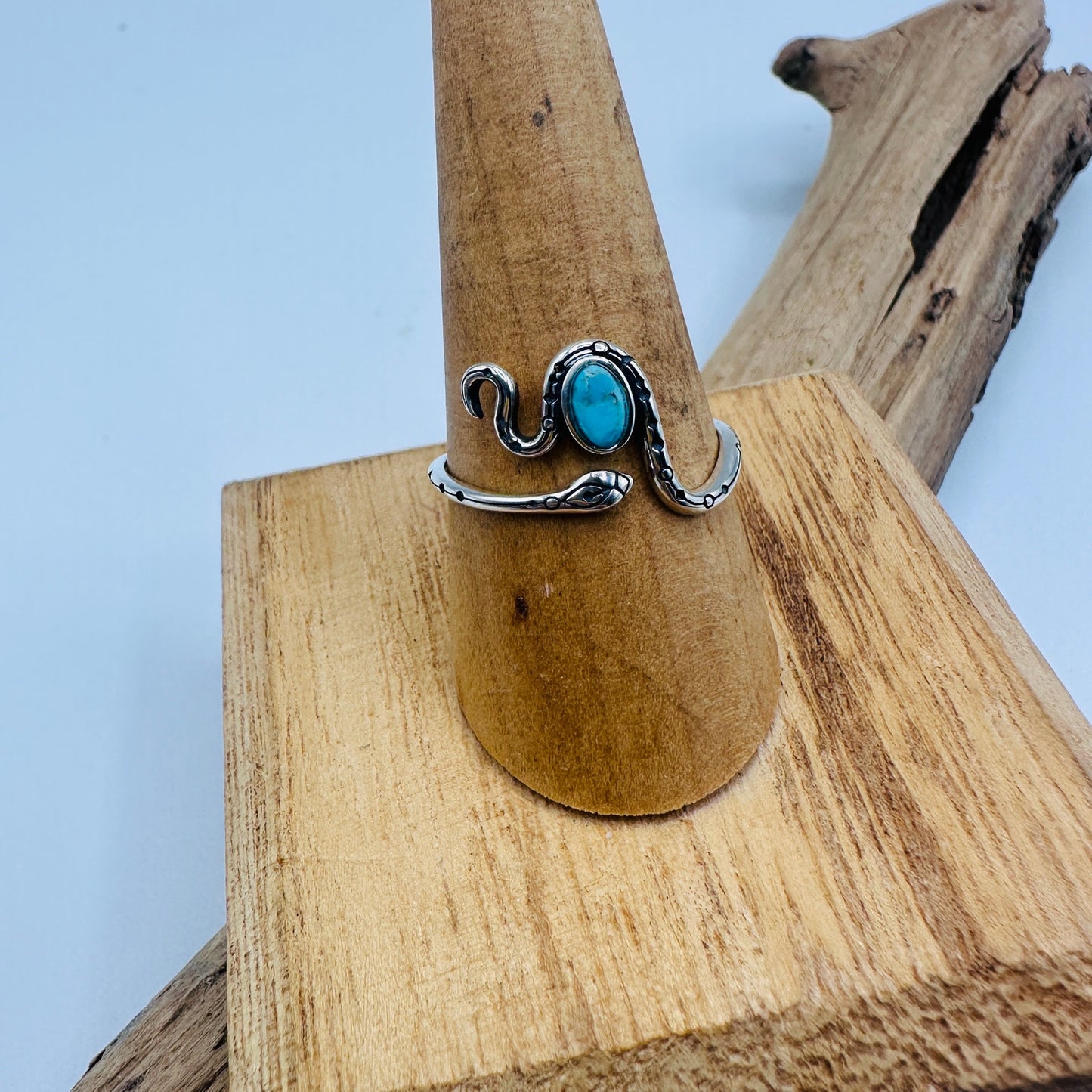 Snake Turquoise Sterling Silver Ring, Boho Ring, Gemstone Ring