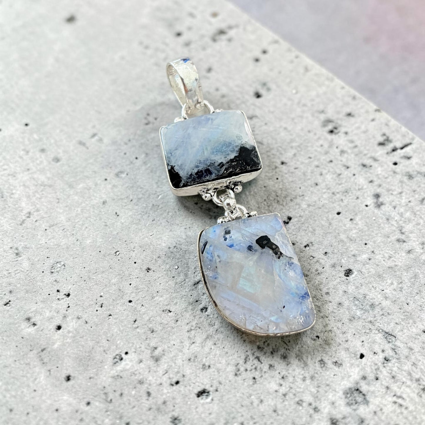 Rainbow Moonstone 925 Silver Plated Pendant