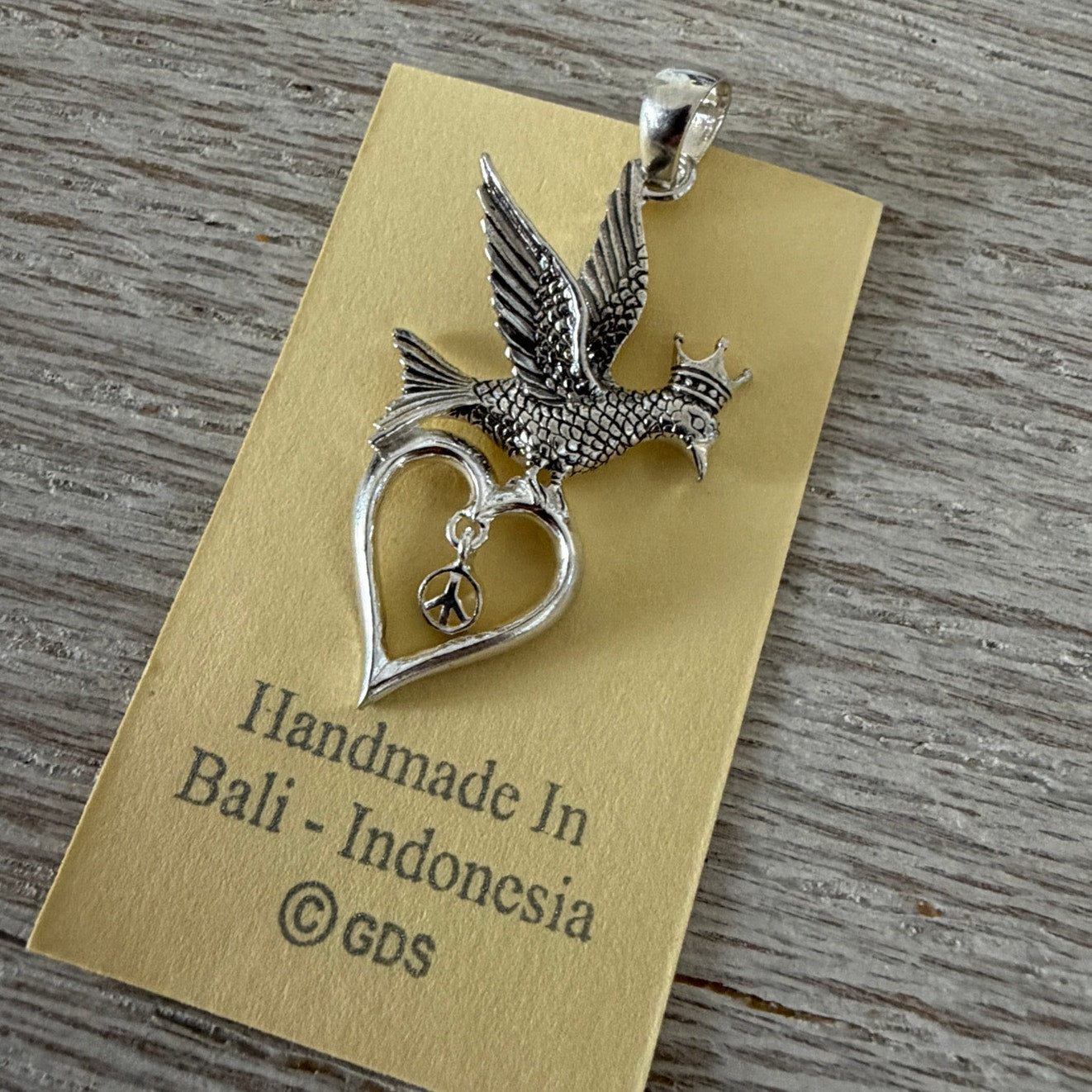 Sterling Silver Crowned Dove Peace Pendant – 925 Silver