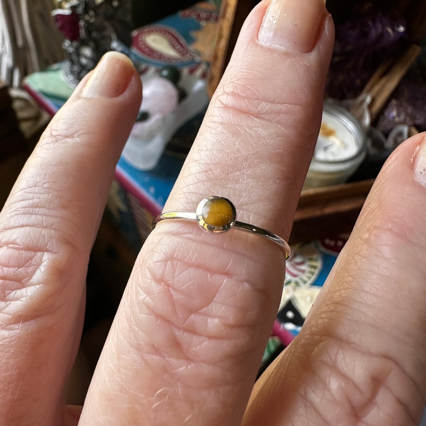 Tiger Eye Sterling Silver Minimalist Ring