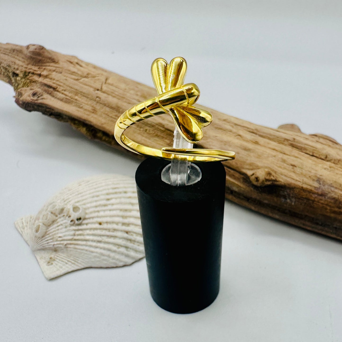 Gold Dragonfly Sterling Silver Ring