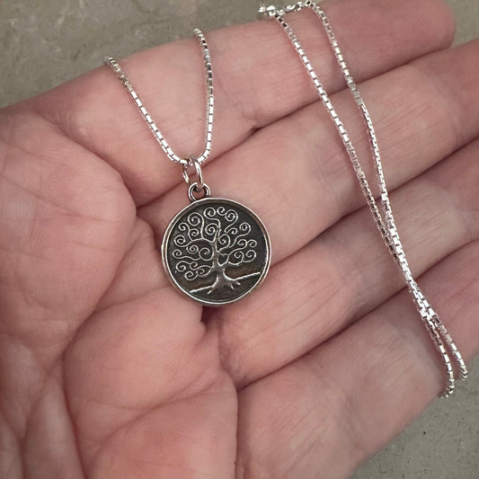 Sterling Silver Tree of Life Necklace-Double Sided Pendant