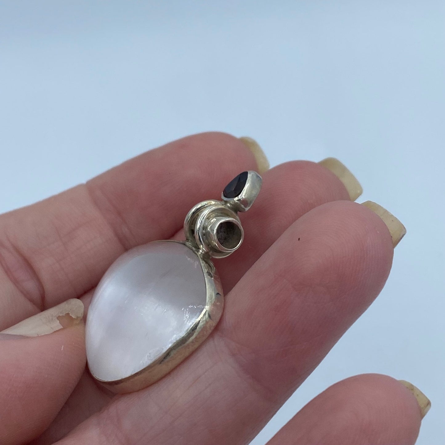 Selenite Amethyst Pendant 925 Sterling Silver