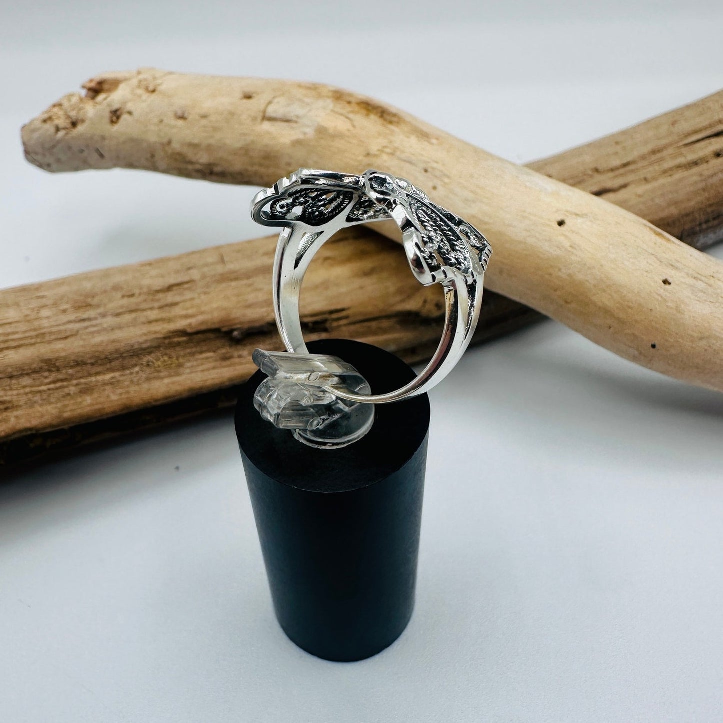 Sterling Silver Filigree Butterfly Ring-Detailed Wings-Size 8