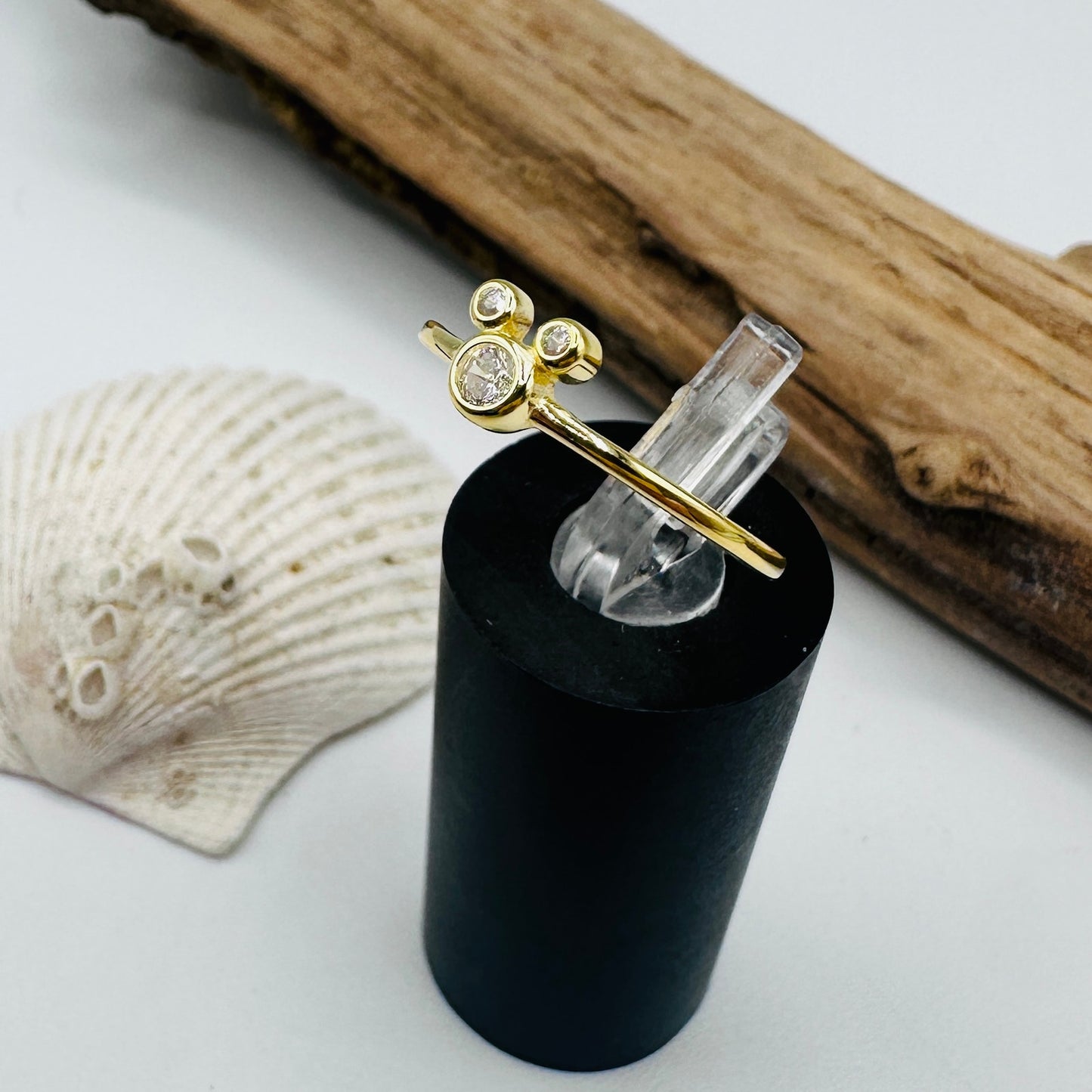 CZ Gold Plated Sterling Silver Micky Mouse Ring, Mouse Ring