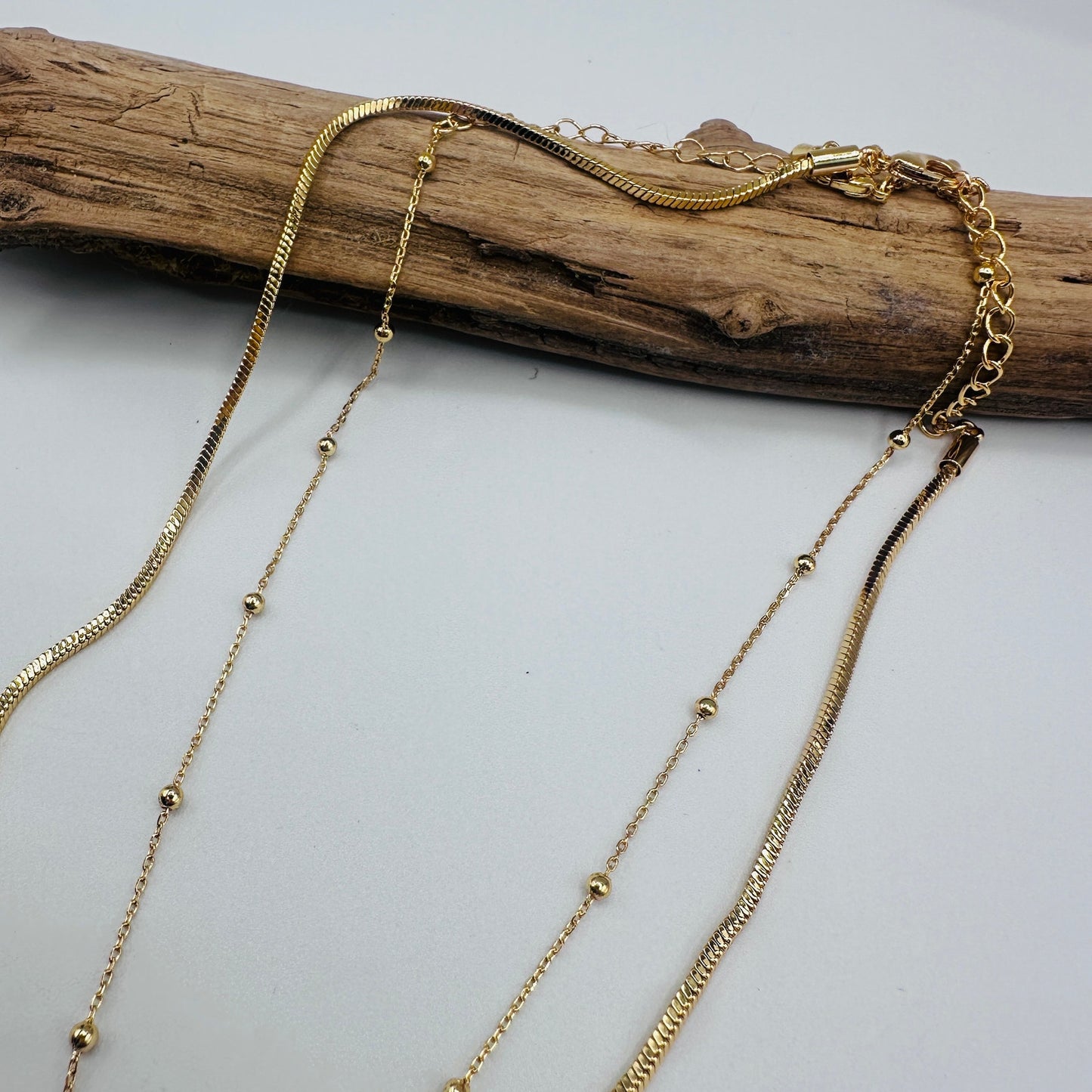 18K Gold Layered Pearl Chain Necklace