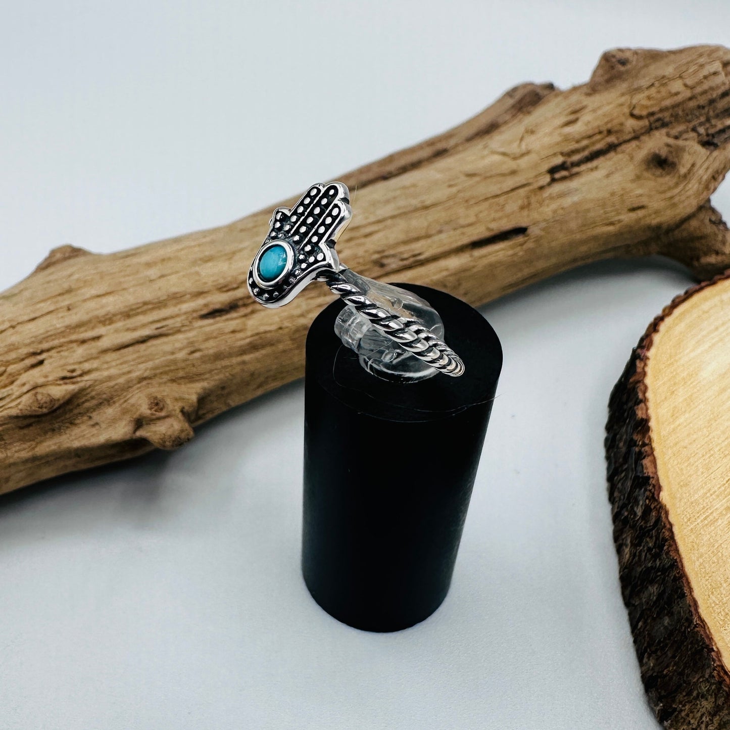 Hamsa Turquoise and Sterling Silver Ring