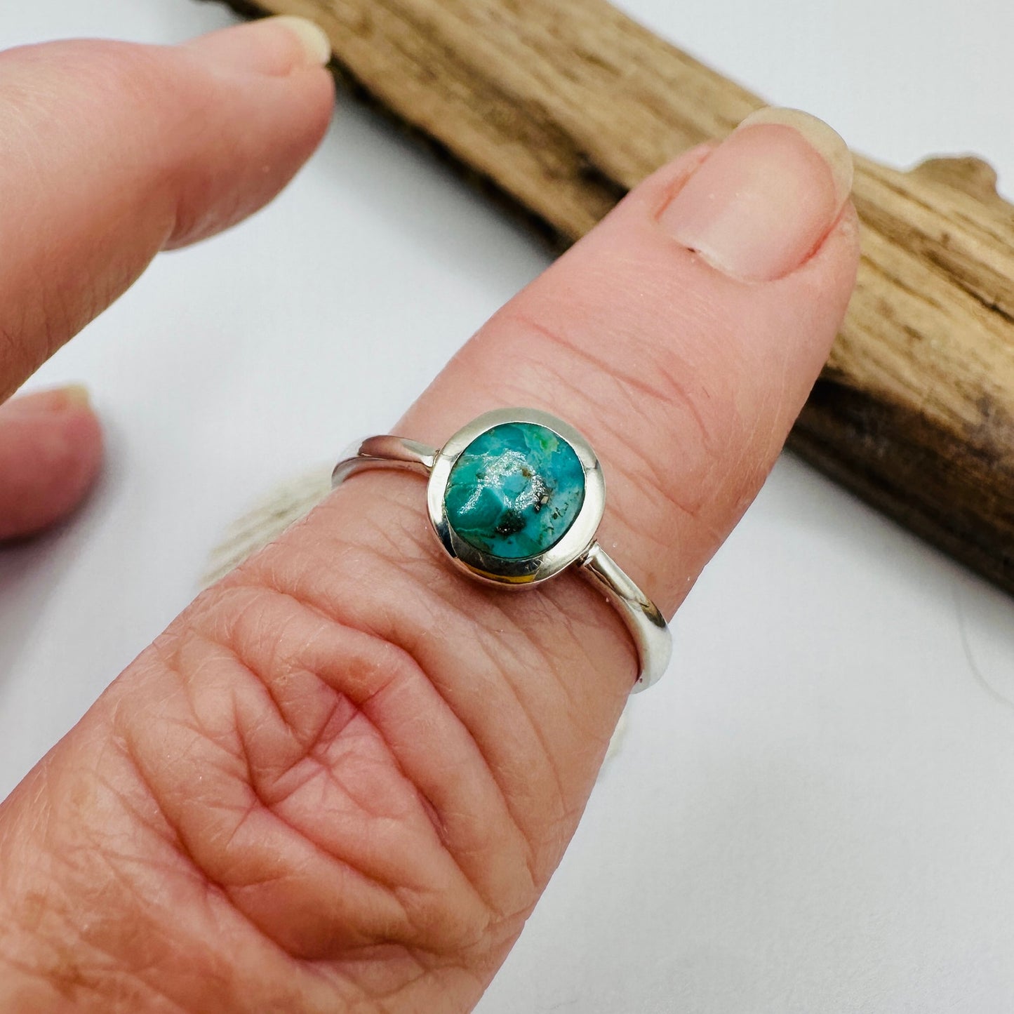 Sterling Silver Genuine Turquoise Ring, Boho Ring, Minimalist Ring
