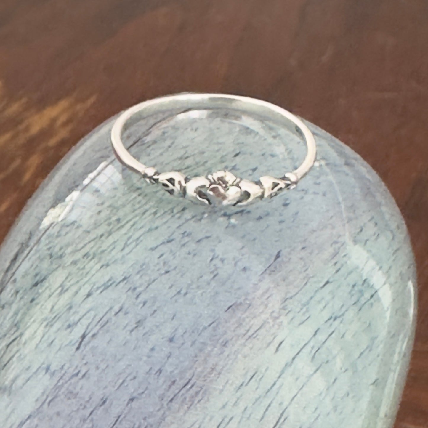 Sterling Silver Claddagh Dainty Ring, Irish Ring, Friendship Ring
