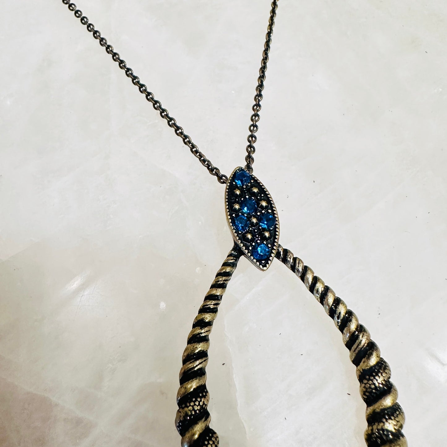 Vintage Avon Twist Necklace & Earring Blue Rhinestones