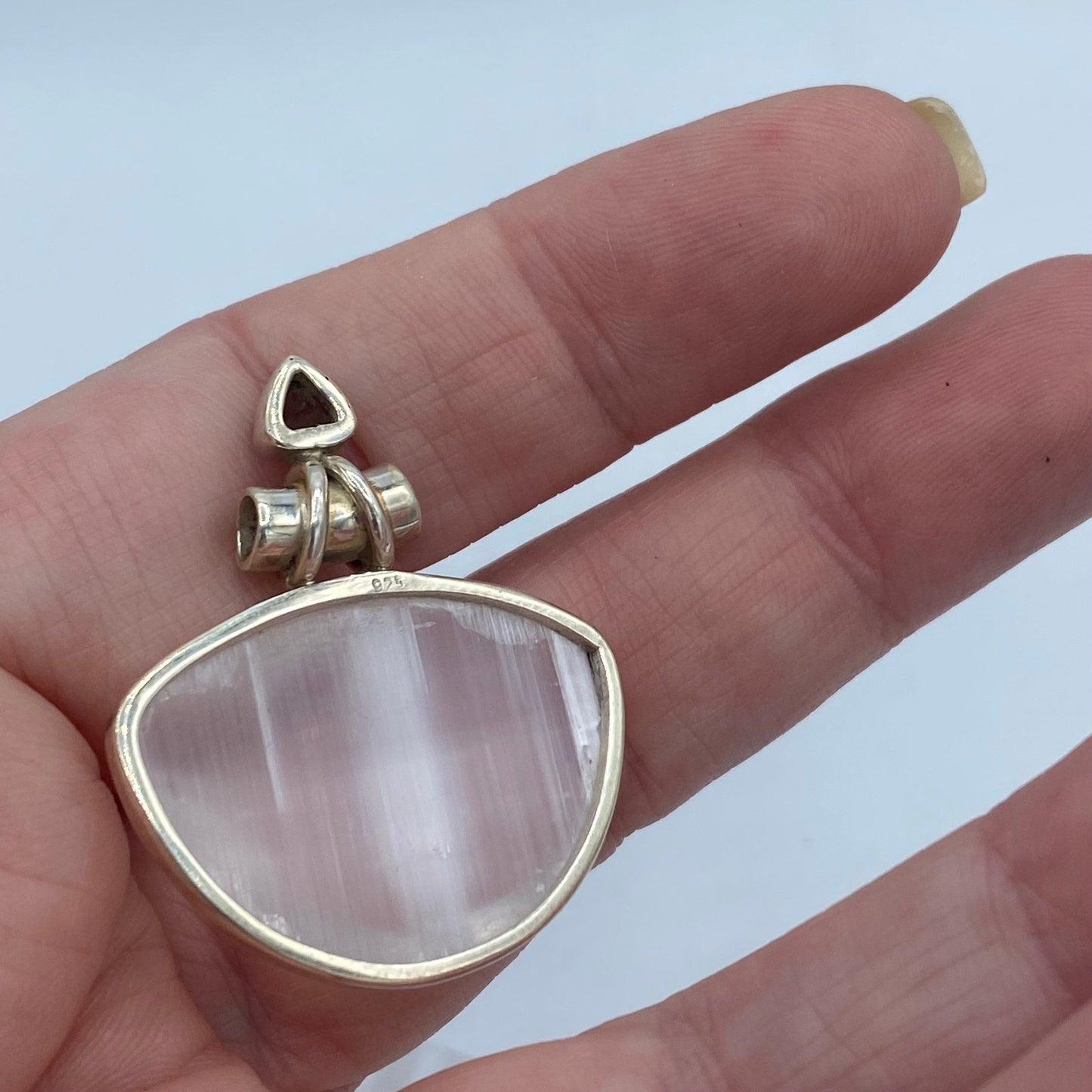 Selenite Amethyst Pendant 925 Sterling Silver