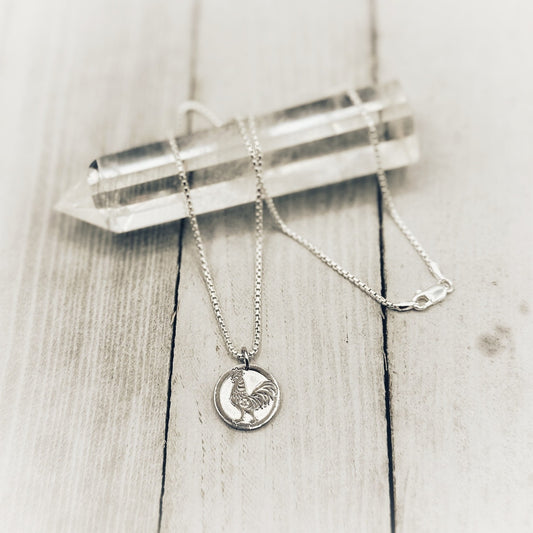 Chinese Zodiac Year of The Rooster Pendant Necklace Sterling Silver