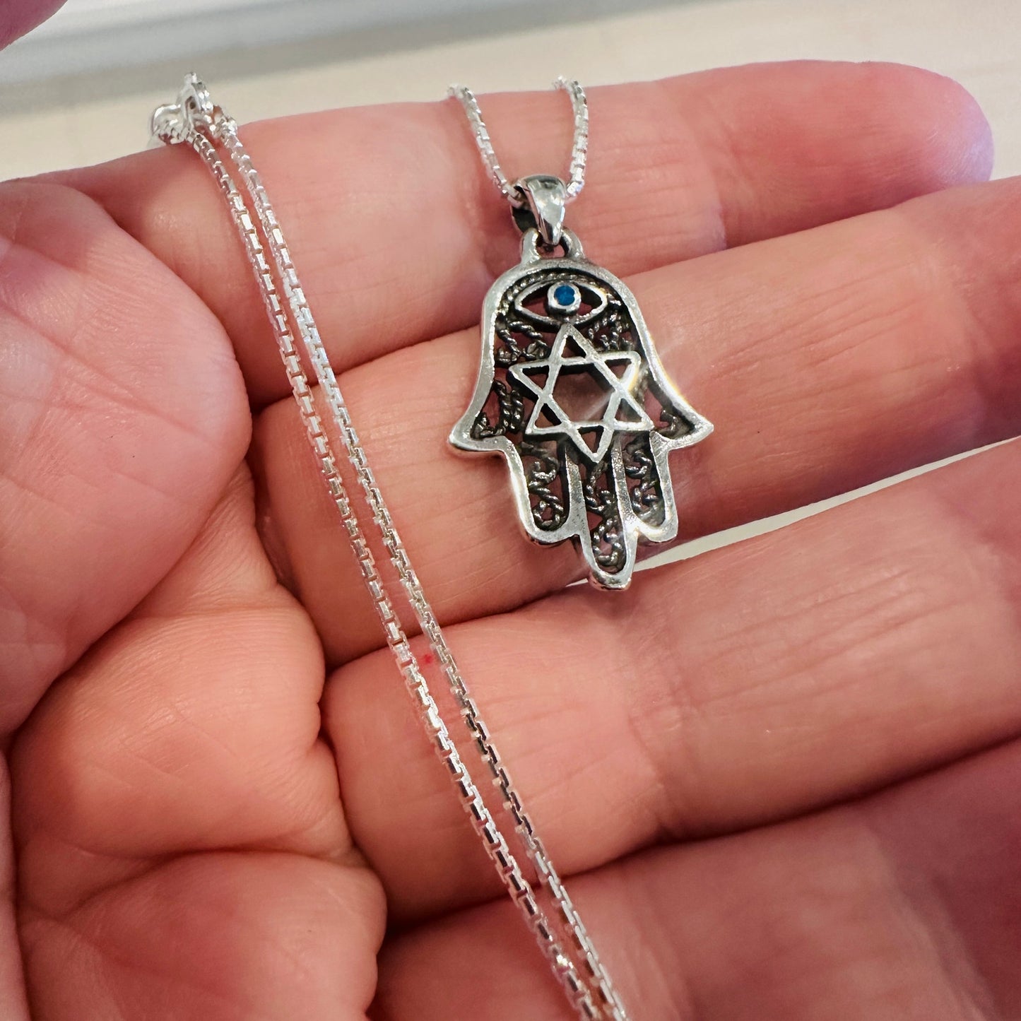 Hamsa ,Star of David , Evil Eye & Turquoise Necklace