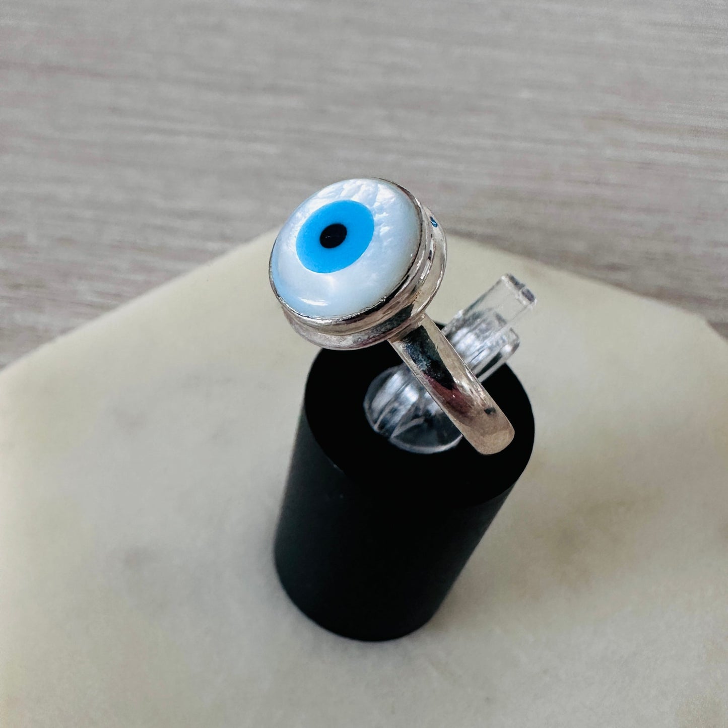 Evil Eye Composite Shell And Turquoise Sterling Silver Ring