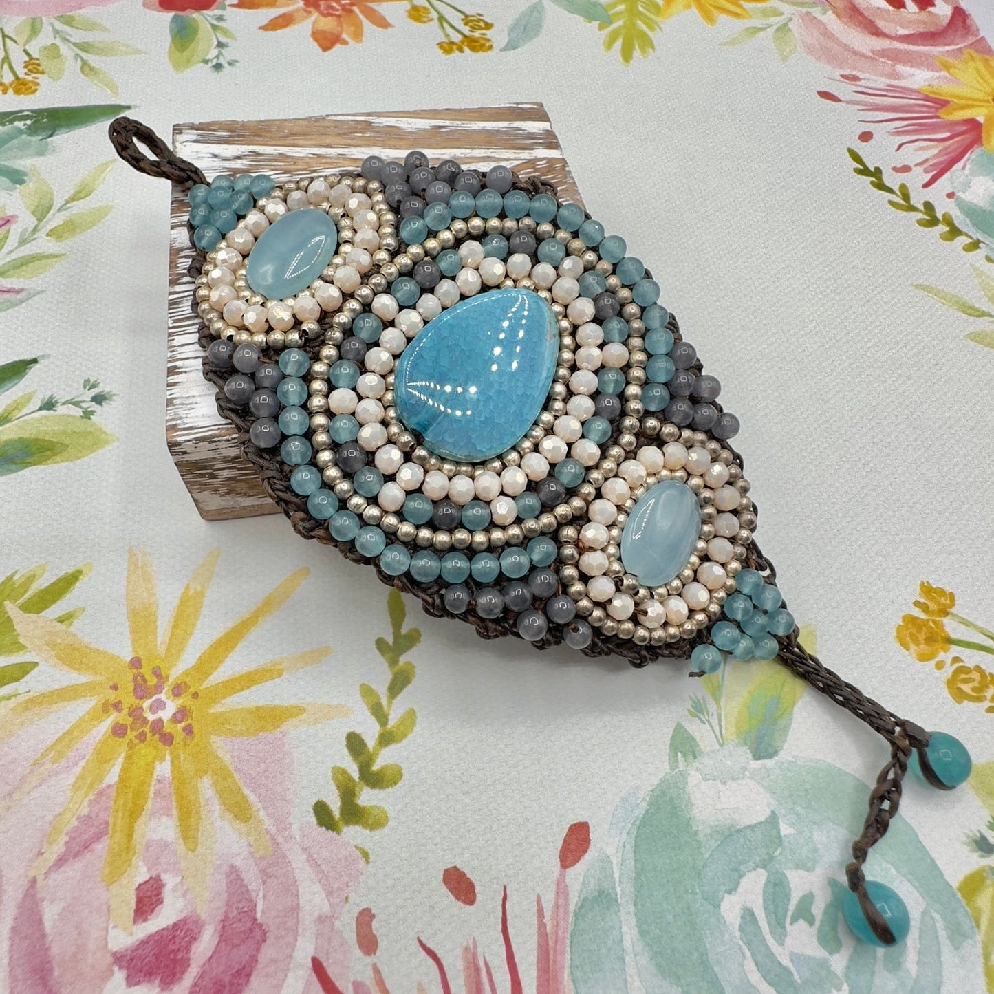 Natural Gemstone Bohemian Handmade Beaded Statement Bracelet