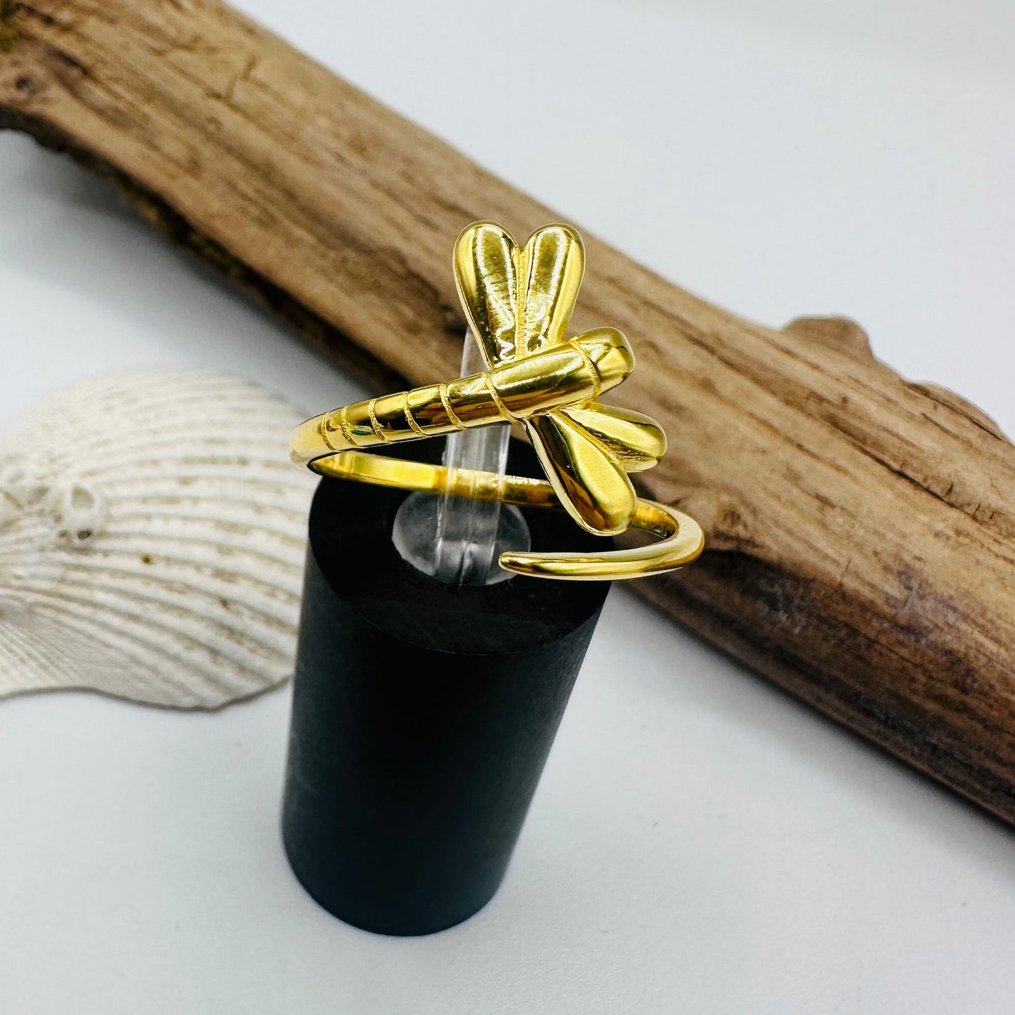 Gold Dragonfly Sterling Silver Ring
