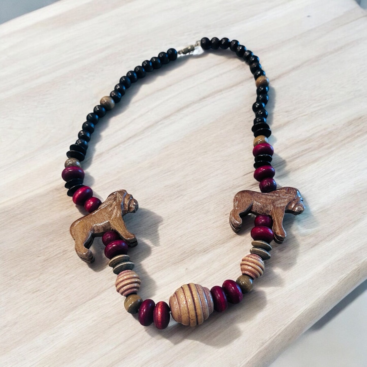 Vintage Carved Animal Statement Necklace