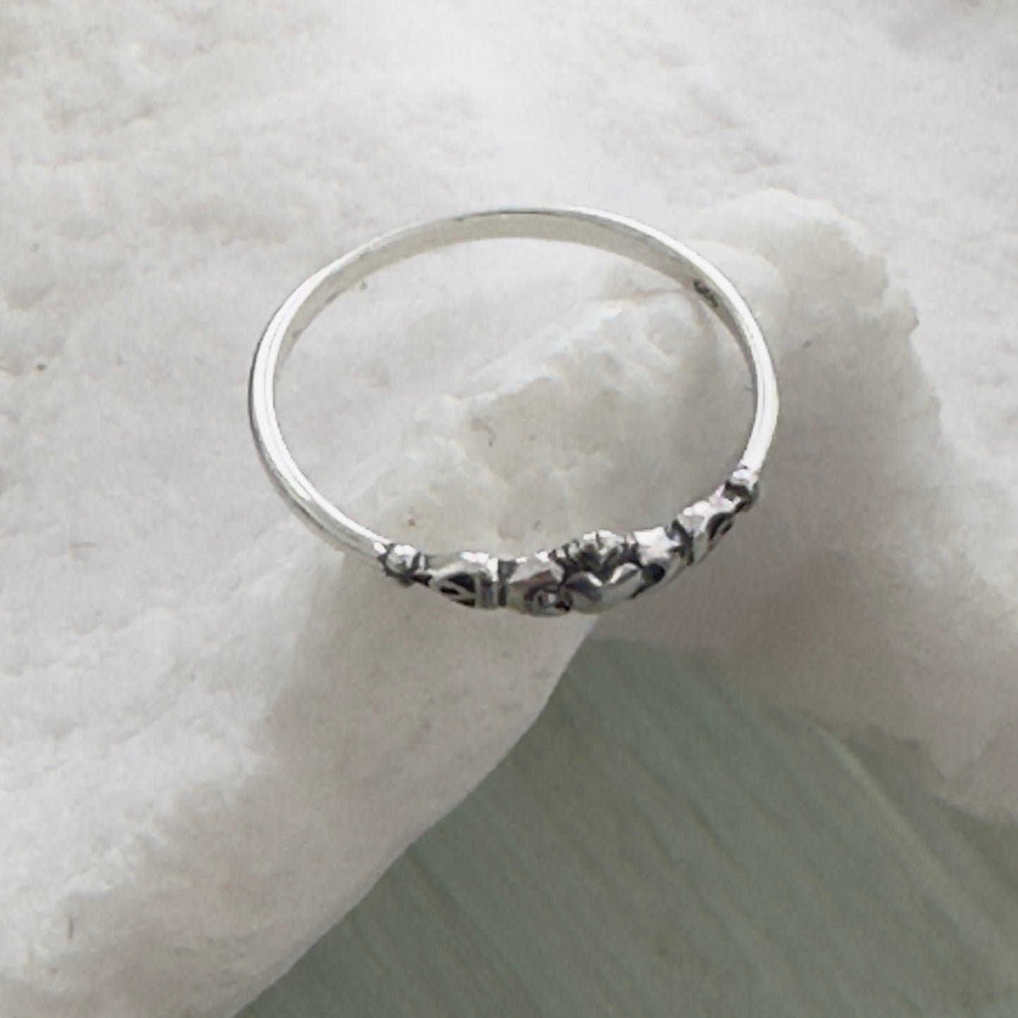 Sterling Silver Claddagh Dainty Ring, Irish Ring, Friendship Ring
