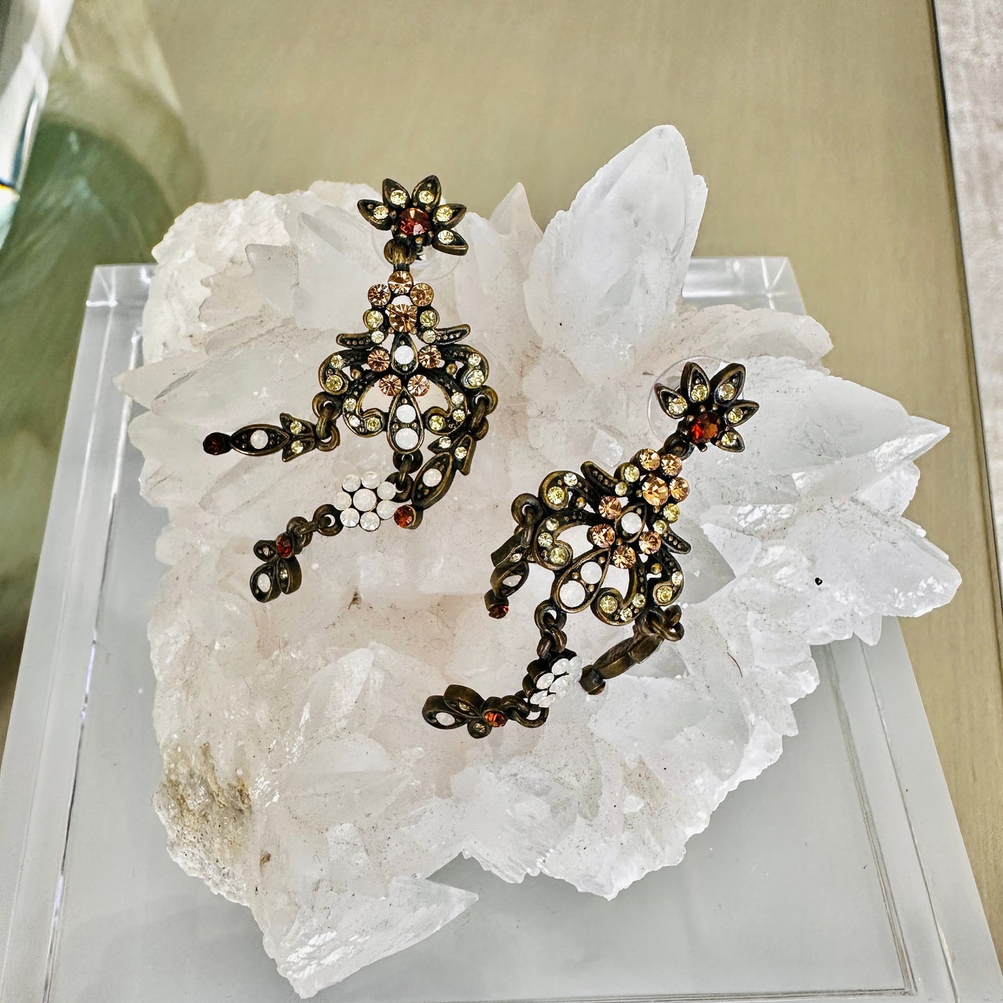 Vintage Victorian Style Floral Chandelier Earrings