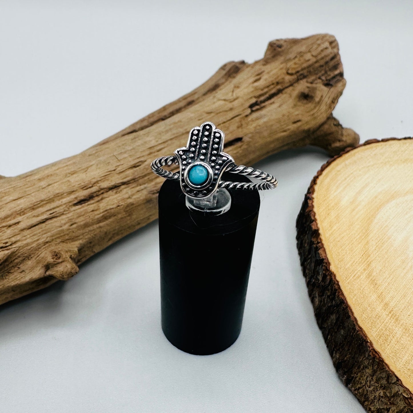 Hamsa Turquoise and Sterling Silver Ring