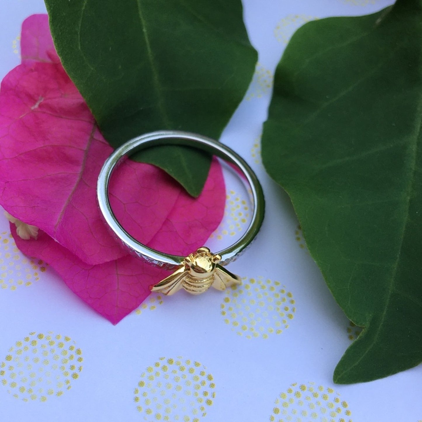 Bee Two-Tone Sterling Silver Yellow Gold Ring
