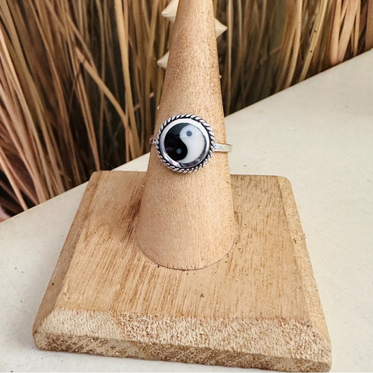 Yin And Yang Sterling Silver Ring, Boho Ring, Yoga Ring