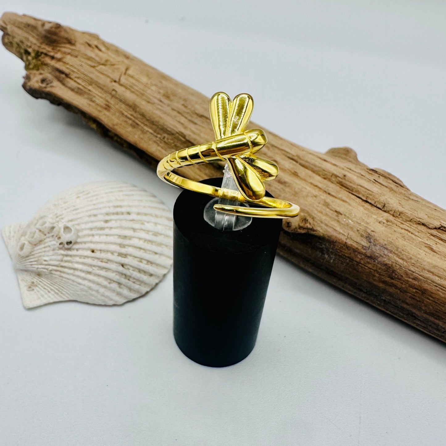 Gold Dragonfly Sterling Silver Ring
