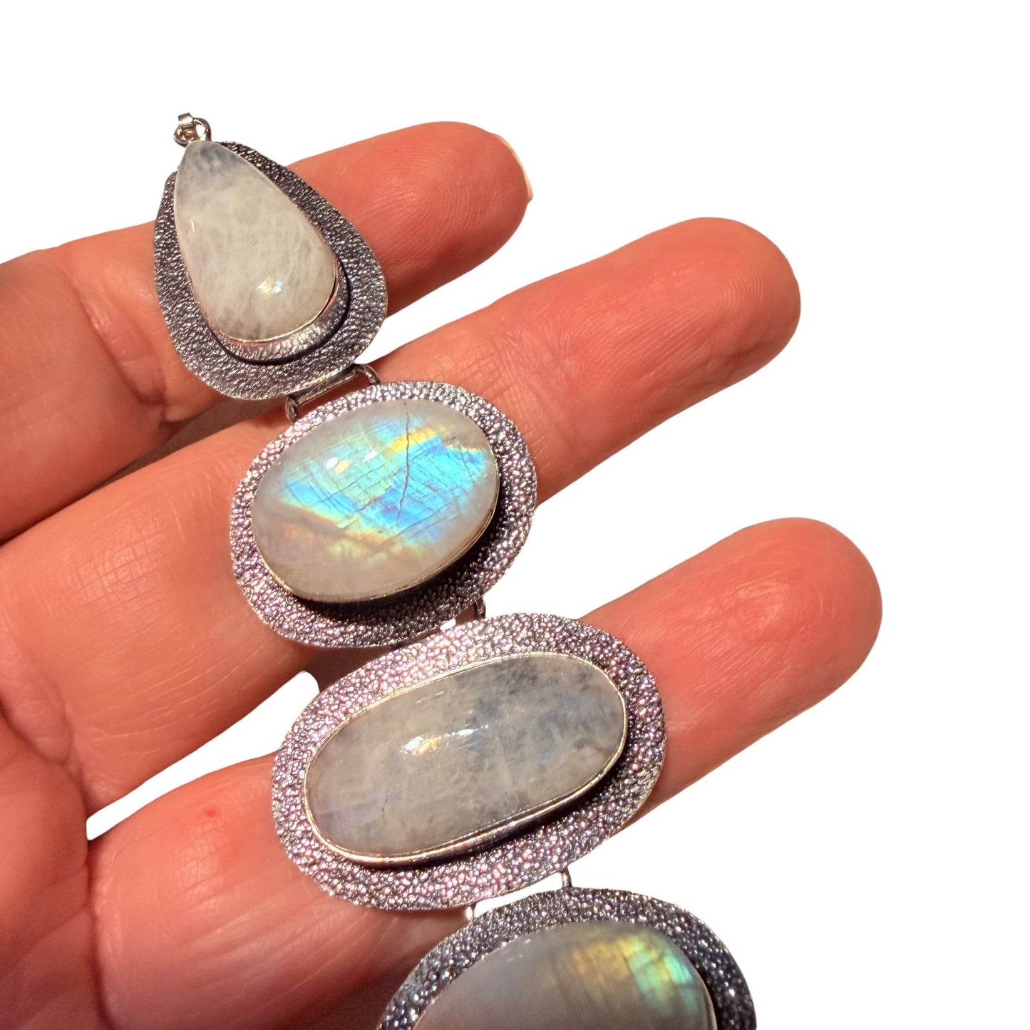 Rainbow Moonstone Bracelet Sterling Silver Plated