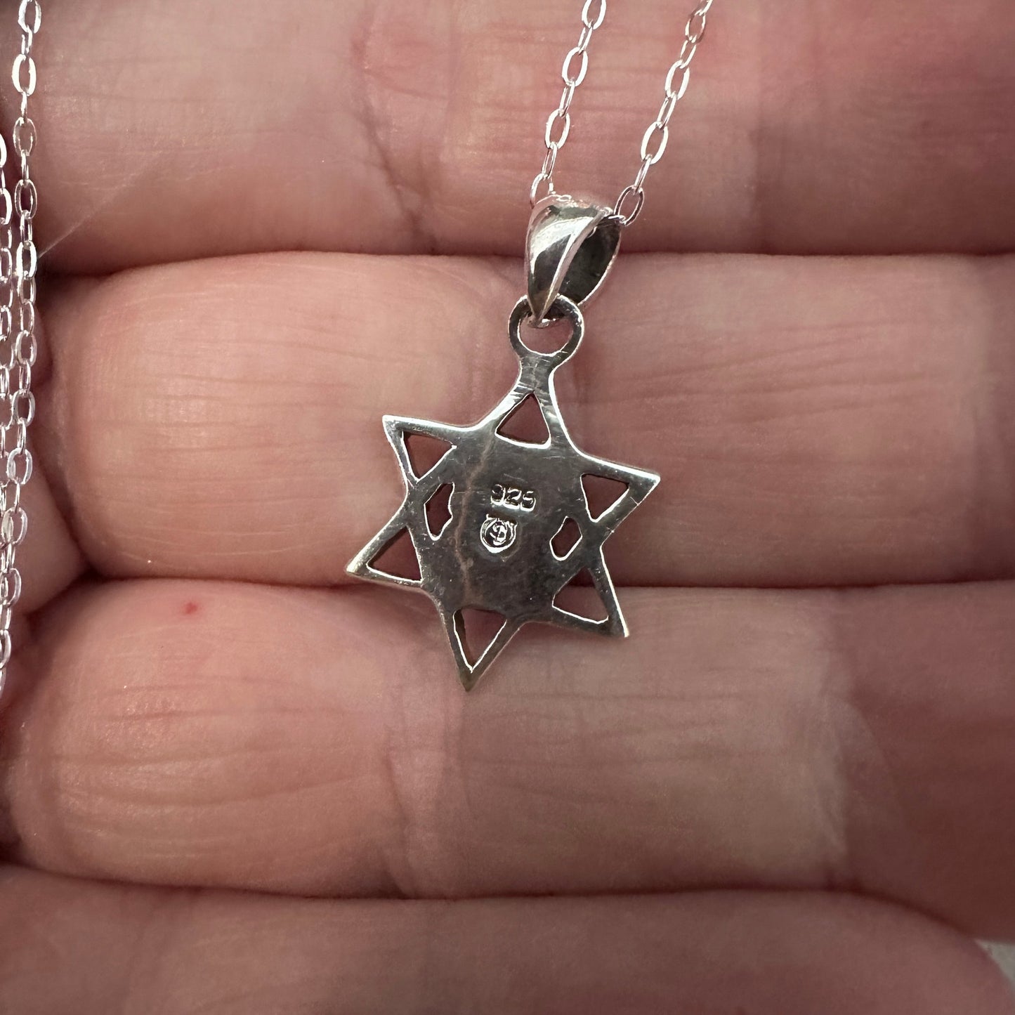 Sterling Silver Hoshen Star of David Multi-Colored CZ Necklace