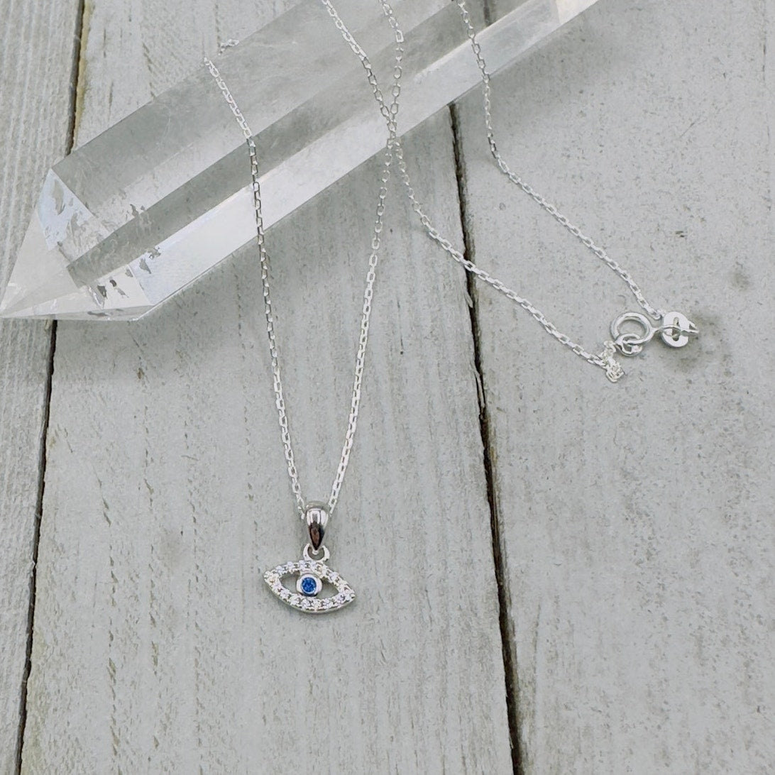 Evil Eye Minimalist Necklace, Dainty, Cz Necklace