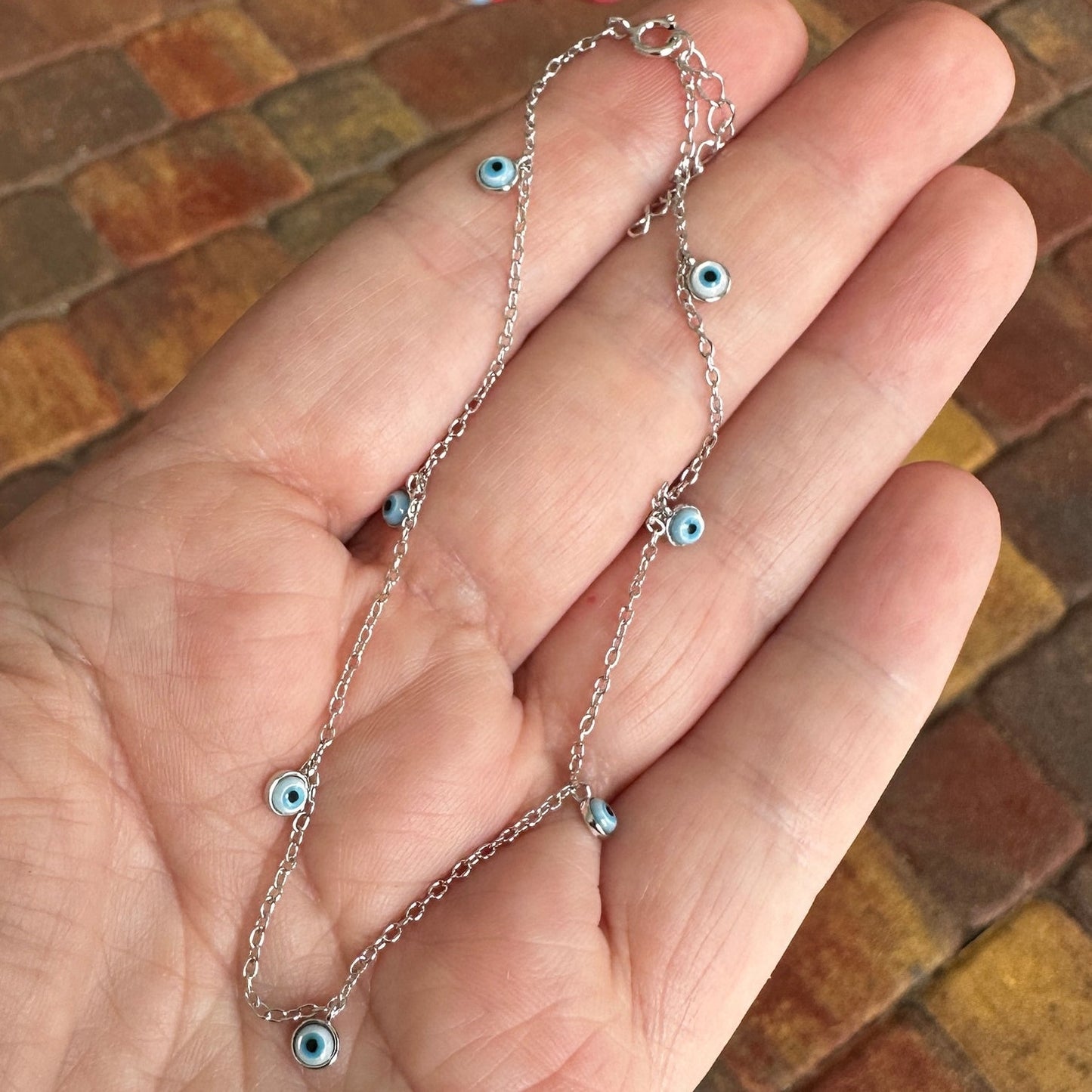Sterling Silver Evil Eye Dainty Anklet