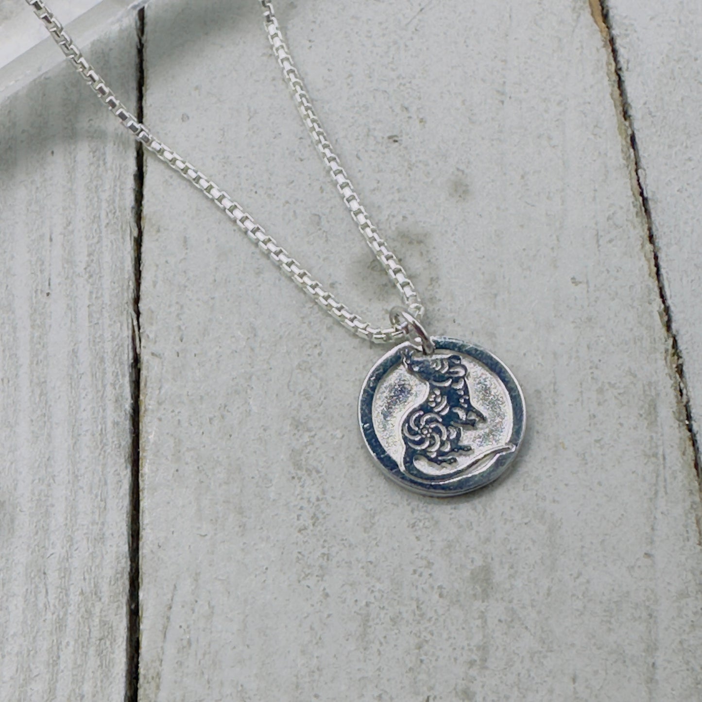 Chinese Zodiac Year of The Rat Pendant Necklace Sterling Silver