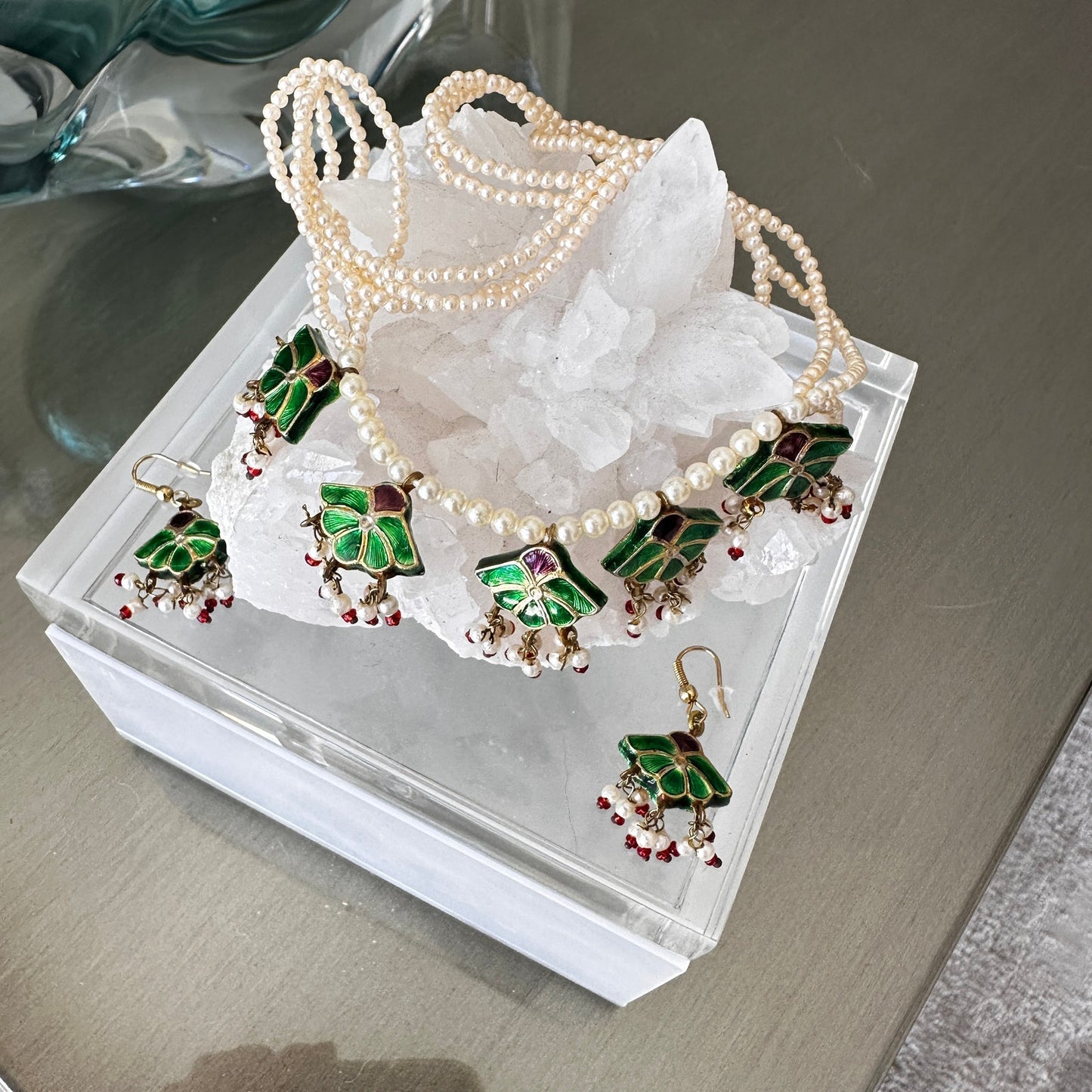 Vintage Kundan Pearl Reversible Necklace Set