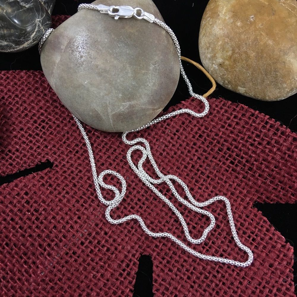 22 inch Italian Sterling Popcorn Chain