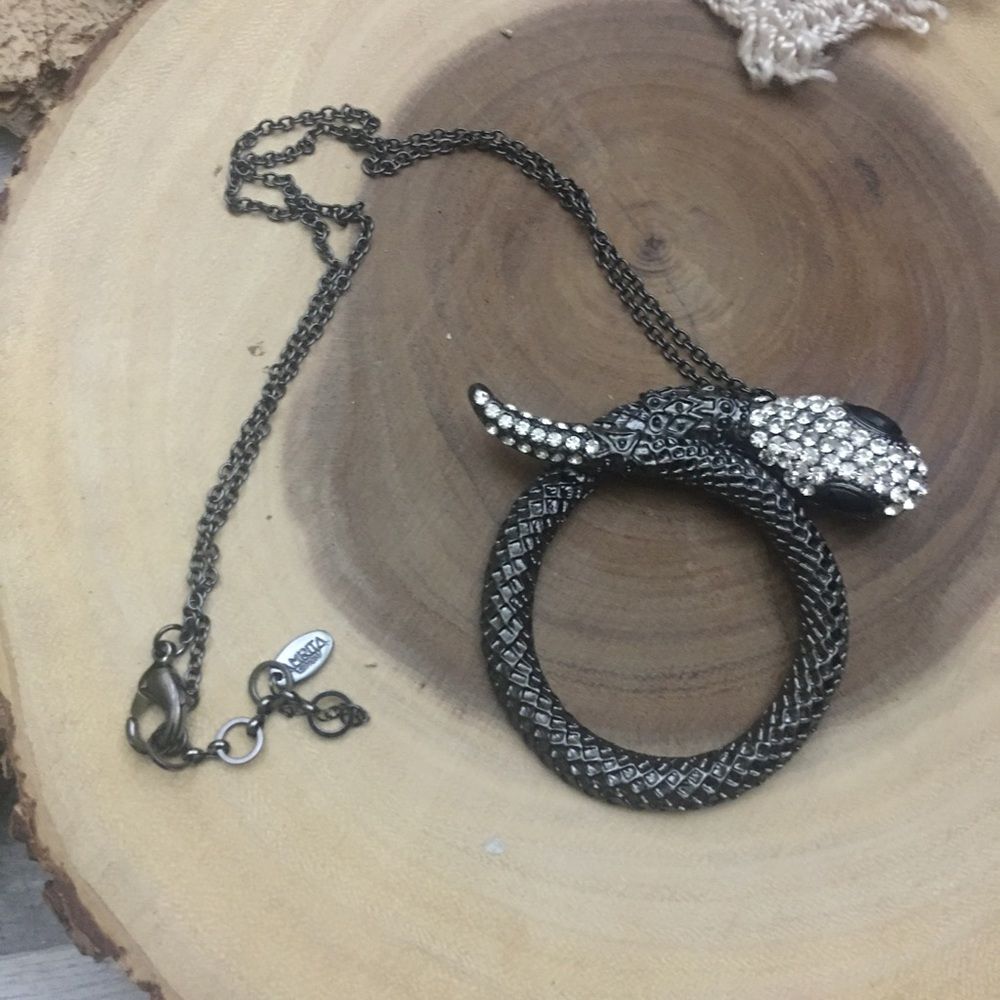 Amrita Singh Snake Gunmetal Austrian Crystal Necklace