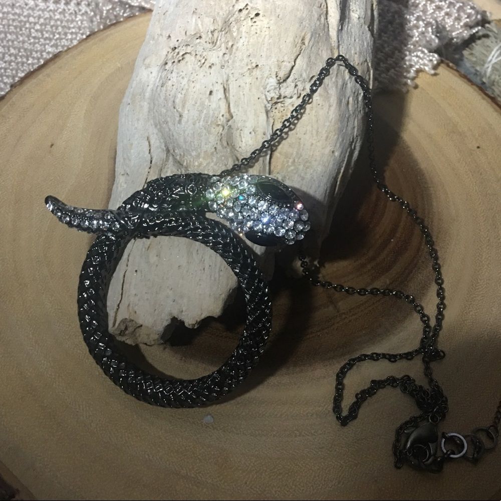Amrita Singh Snake Gunmetal Austrian Crystal Necklace