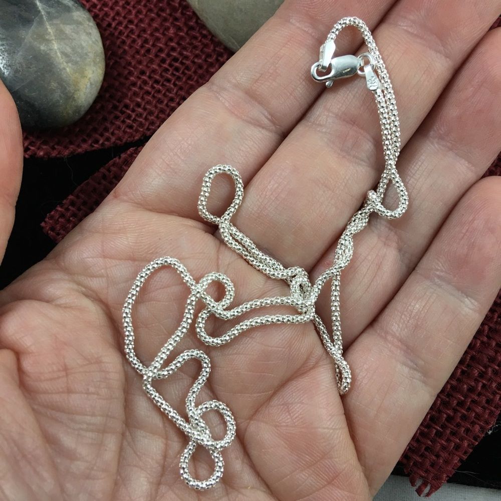 22 inch Italian Sterling Popcorn Chain