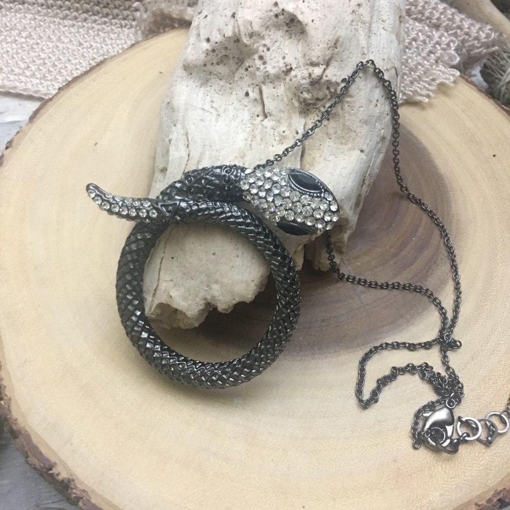 Amrita Singh Snake Gunmetal Austrian Crystal Necklace