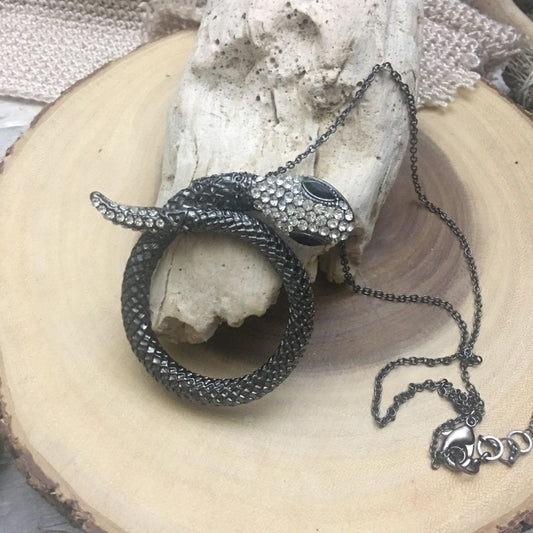 Amrita Singh Snake Gunmetal Austrian Crystal Necklace
