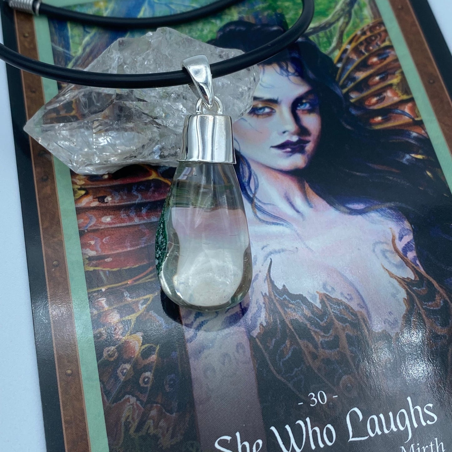 Garden Quartz Lodolite Sterling Silver Gemstone Pendant Necklace