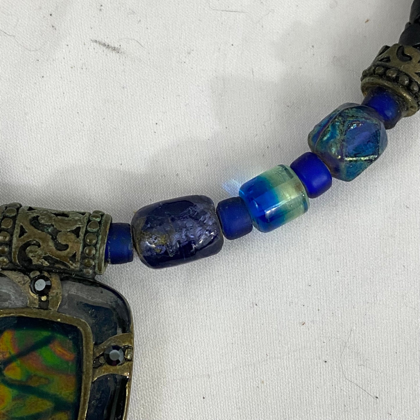 Vintage Chico’s Glass Leather Cuff Choker Necklace