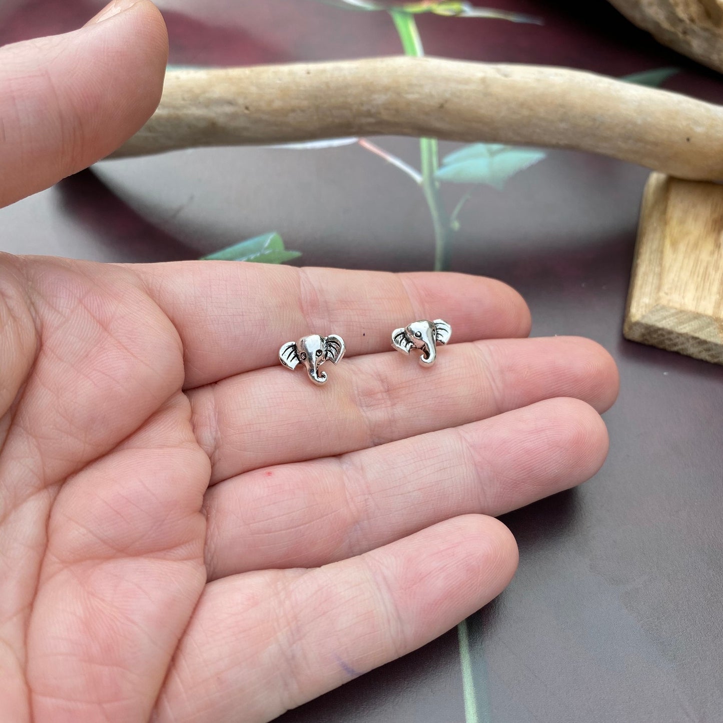 Elephant Head Solid Sterling Silver Stud Earrings
