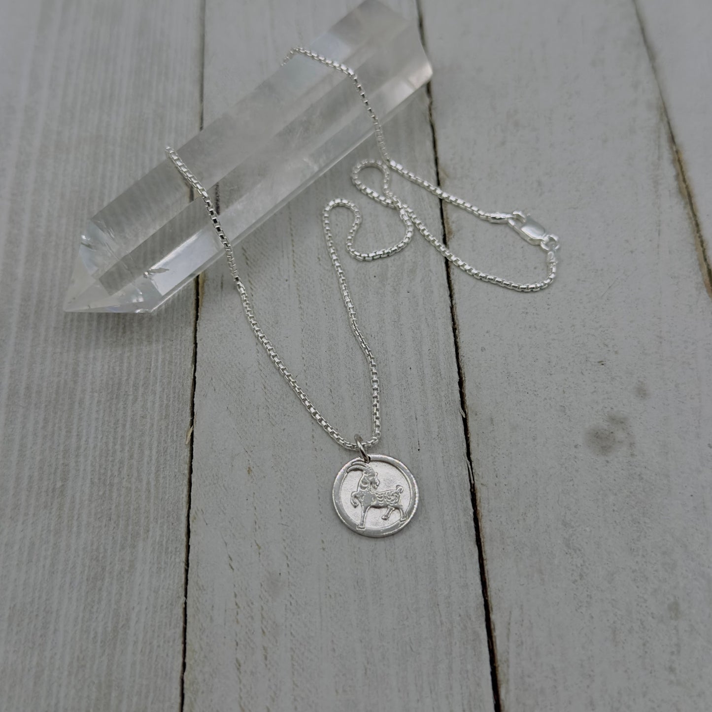 Chinese Zodiac Year of The Goat Pendant Necklace Sterling Silver